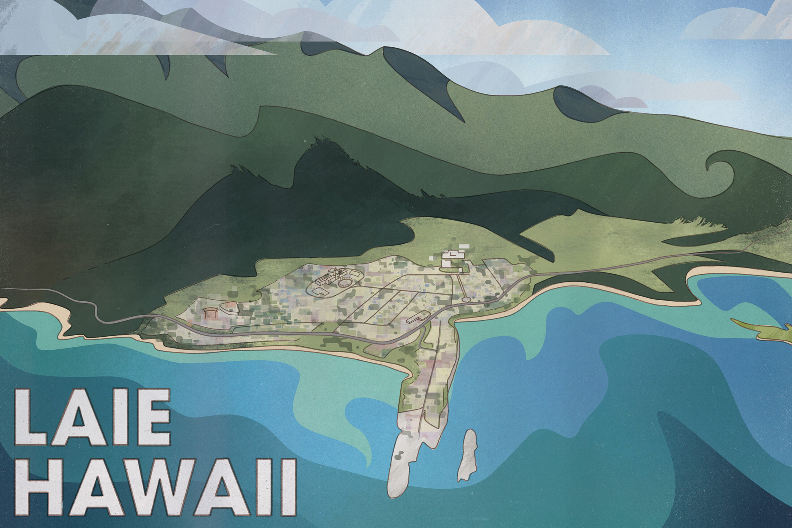 Ke Alakai Digital Illustration magazine poster design Laie Hawaii vintage homepage