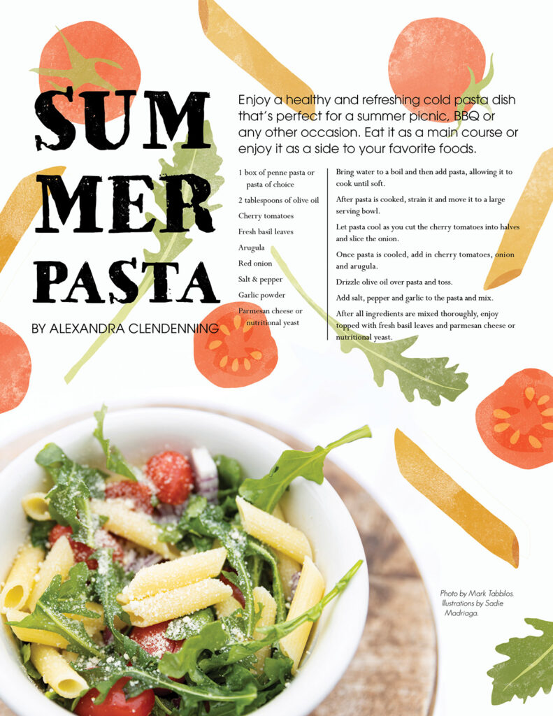 Ke Alakai Digital Illustration magazine layout design Summer pasta recipe